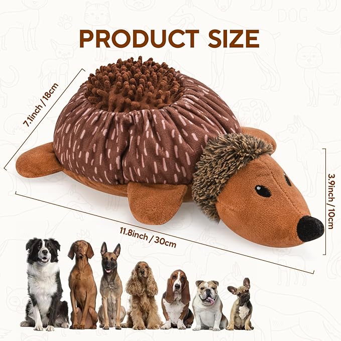 LIFLIX 2 in1 Interactive Hedgehog Dog Toy, Plush Dog Treat Puzzle Toy, Enrichment Toys for Puppy(Not for Aggressive Chewers)