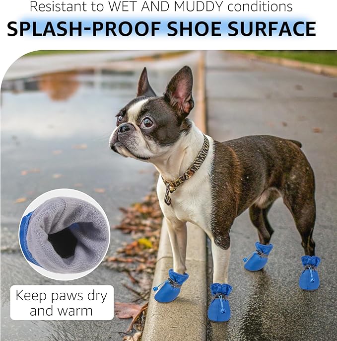 SCENEREAL Dog Shoes for Hot Pavement for Small Medium Dogs Paw Protectors, Summer Heat Boots Resistant Waterproof Soft Outdoor Walking Indoor Hardfloors, Blue Size 4