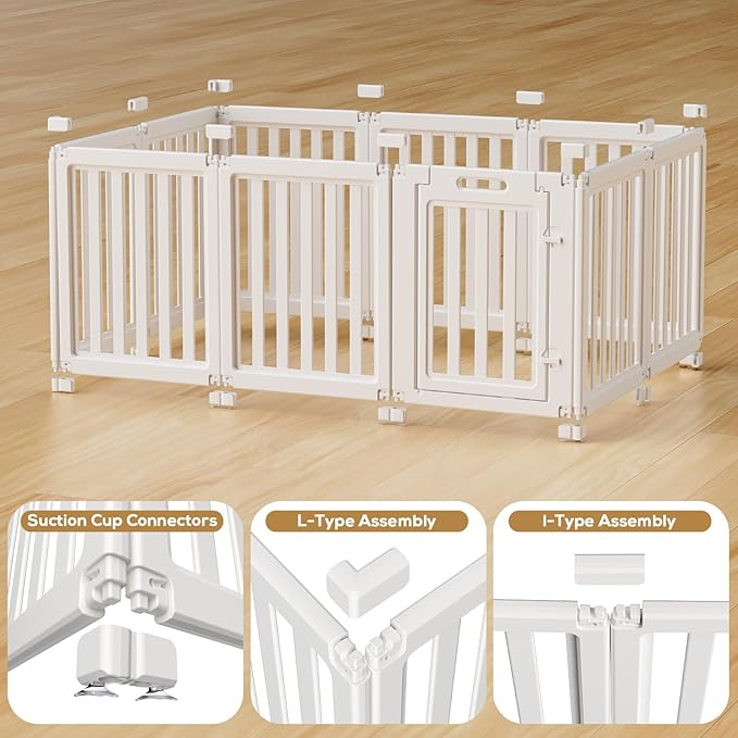 Dog Playpen, Clear Dog Pen, Dog Pen Indoor, Easy to Install and Remove Dog Play Pen, Puppy Playpen Suitable for Dogs, Cats,Dog Playpen Indoor (White, 23.6 inch Height, 10 Panels)