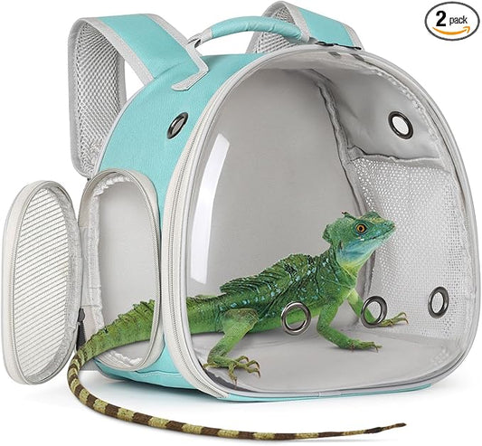 Guinea Pig Backpack Carrier, Bearded Dragon Carrier Backpack with Clear Bubble Window,Small Animal Travel Backpack for Hedgehog Rat，Chameleon,Rabbit,Sugar Glider,Airline Approved (Green, Backpack)