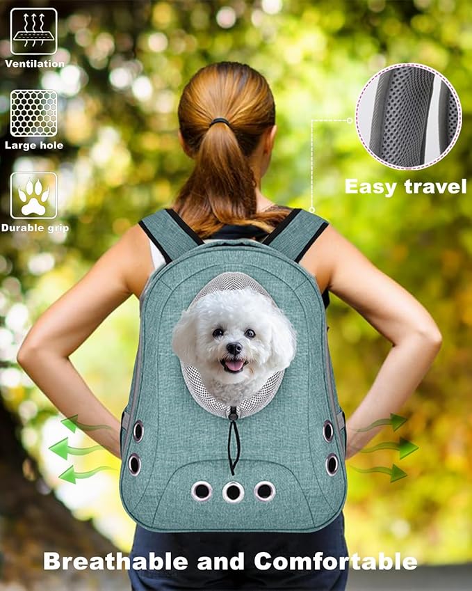 Small Dog Cat Chest Backpack Carrier,Large Space Ventilated Front Facing Backpack Carrier for Puppy,Lightweight Doggy Backpack for Hiking,Camping,Travel,Outdoor,Max 12 lbs(Cyan)