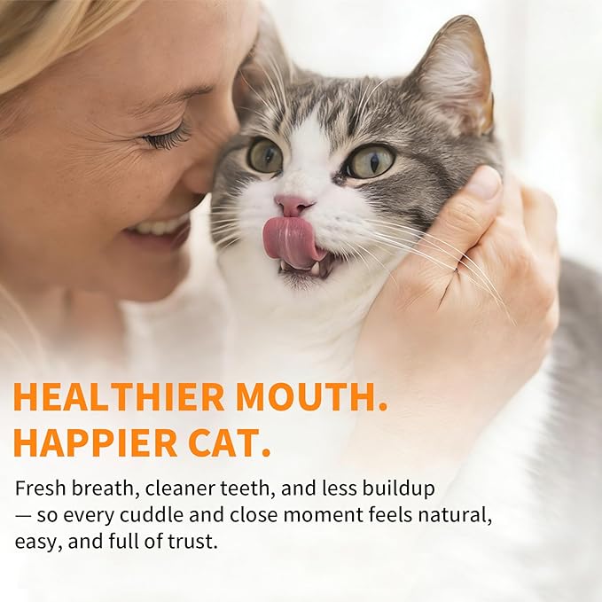 Cat Dental Kit with Salmon Flavor Toothpaste 1.06 oz | Enzymatic Cat Toothpaste, Includes Toothbrush & Finger Brush | Gentle Plaque & Breath Care