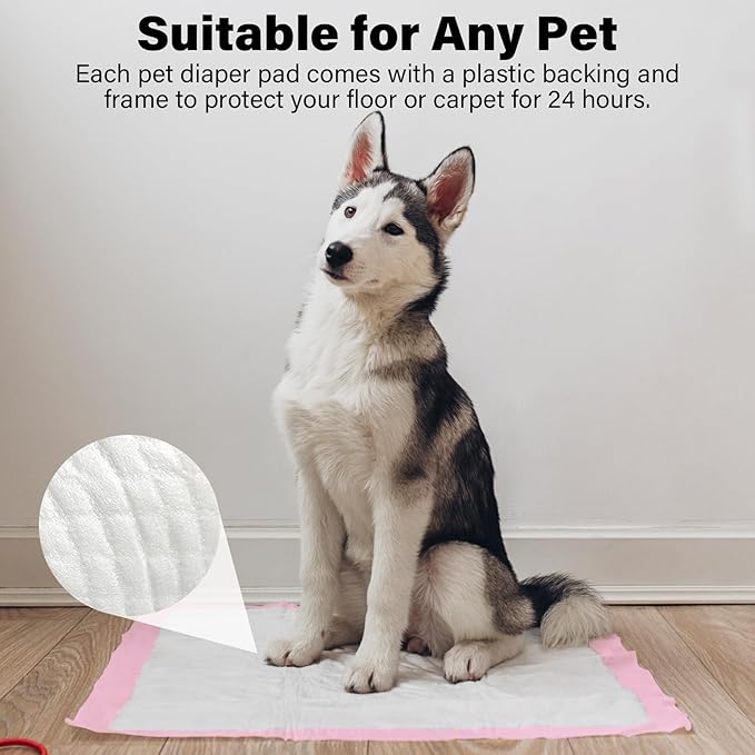 Basics Dog and Puppy Pee Pads with 4-Layer Leak-Proof and Quick-Dry Design for Potty Training, 13” x 17” Ultra Absorbent Disposable Changing Pads for Small Pets -Pink(25 Count)