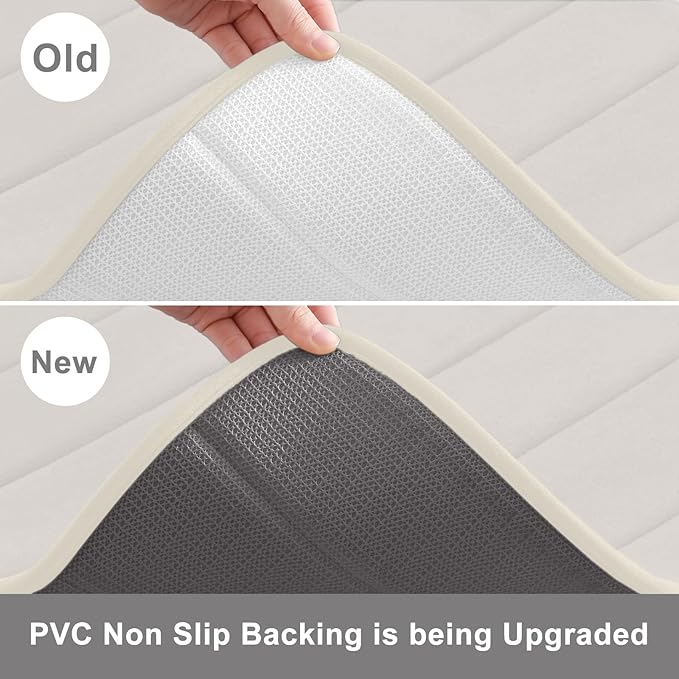 Buganda Memory Foam Bath Mat, 35.4" x 24", Ultra Soft and Non-Slip Bathroom Rugs, Water Absorbent and Machine Washable Bath Rug Runner for Bathroom, Shower, and Tub, Cream