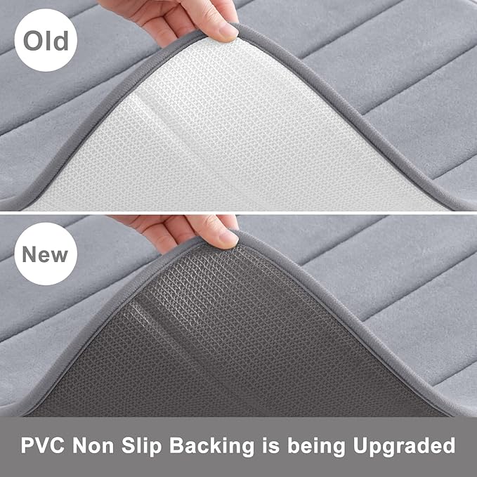 Buganda Memory Foam Bath Mat, 35.4" x 24", Ultra Soft and Non-Slip Bathroom Rugs, Water Absorbent and Machine Washable Bath Rug Runner for Bathroom, Shower, and Tub, Medium Grey