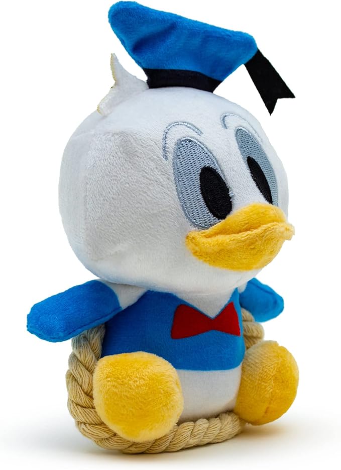 Buckle-Down Disney Dog Toy, Disney Donald Duck Chibi Sitting Pose Pet Toy, Plush with Rope