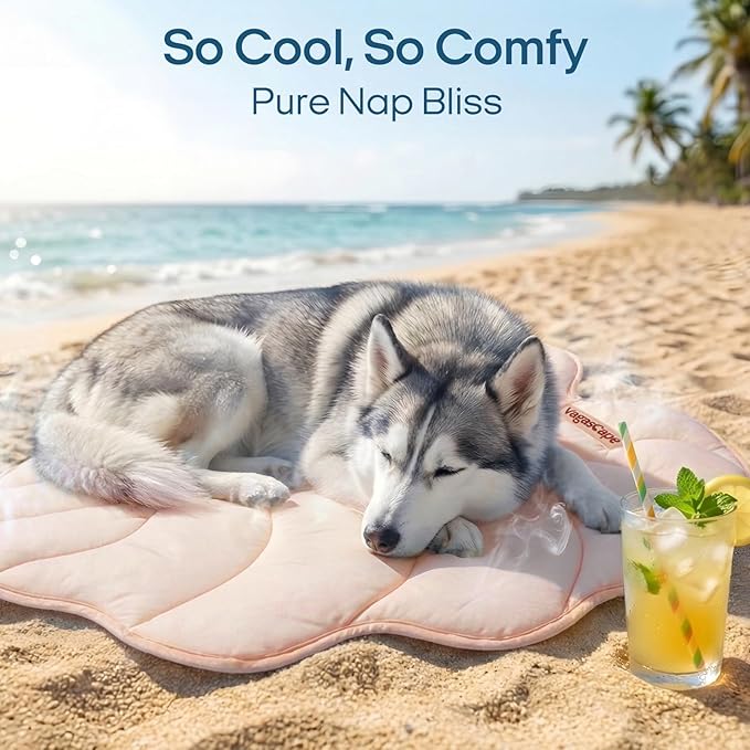 Vagascape Dog Cooling Mat, Washable Pet Cooling Mat, 35" x 33" Thick & Durable Large Cooling Mat for Dogs, Portable Foldable Premium Cooling Pad for Indoor, Outdoor, Travel, Camping, Patio and Beach