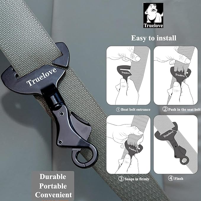 Truelove Vehicle Seat Belt Safety Buckle Lock, Dog Car Restraint, Universal Seatbelt Clip for Pet Travel, 2.7 * 4.7inch, Grey