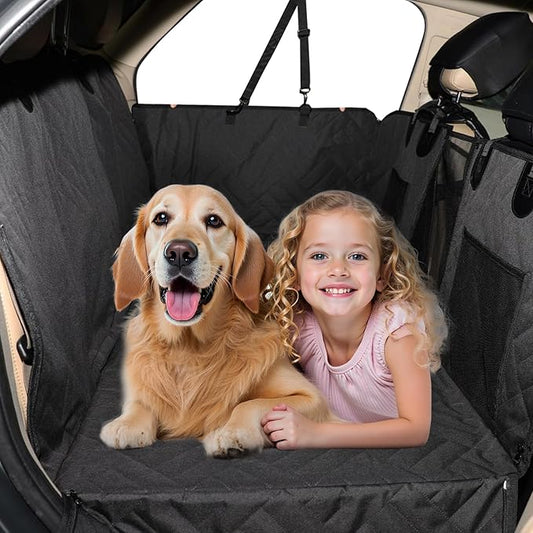 MIROZO Dog Car Seat Cover for Back Seat, 600D Heavy Duty Back Seat Extender for Dogs,Waterproof Pet Seat Protector with 3-Fold Bottom, Large Space Travel Bed Extender for Mid-Size SUV & Small Truck