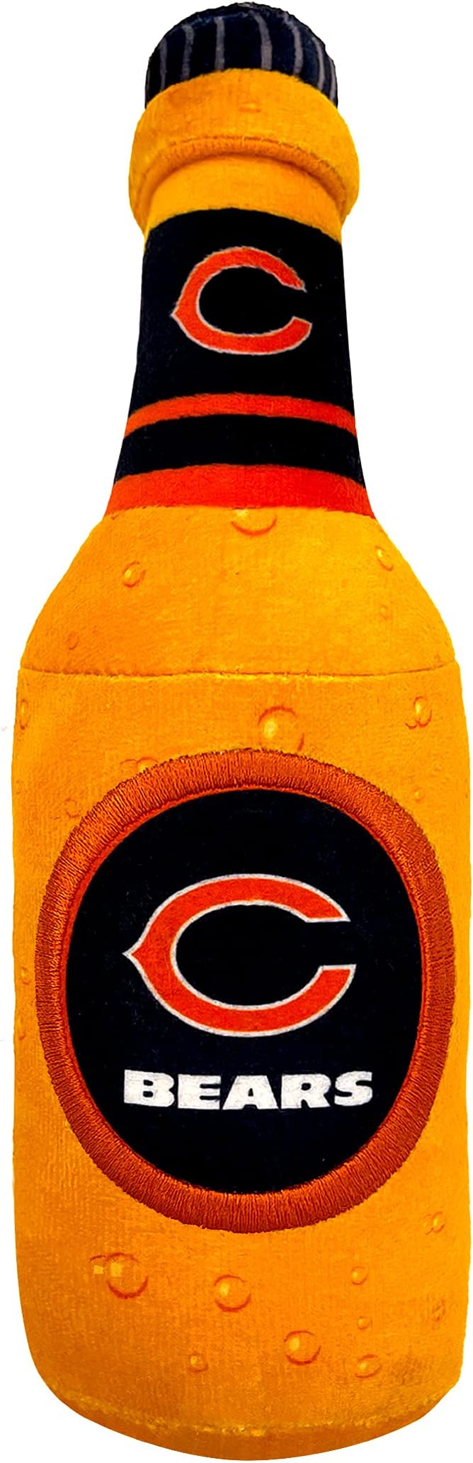Pets First NFL Chicago Bears Beer Bottle Plush Dog & CAT Squeak Toy - Cutest Stadium SODA Bottle Snack Plush Toy for Dogs & Cats with Inner Squeaker & Beautiful Football Team Name/Logo