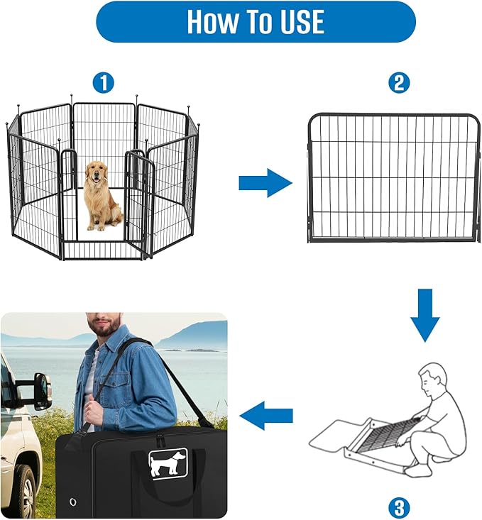 SIRUITON 2Pack Dog Playpen Storage Bag, Fits 40" H 8 Panels and 9 Stakes,Heavy Duty 600D Oxford Suitable for Foldable Exercise Pet Playpen, Dog Fence Travel Bag, with Reinforcing Plate & Shoulder