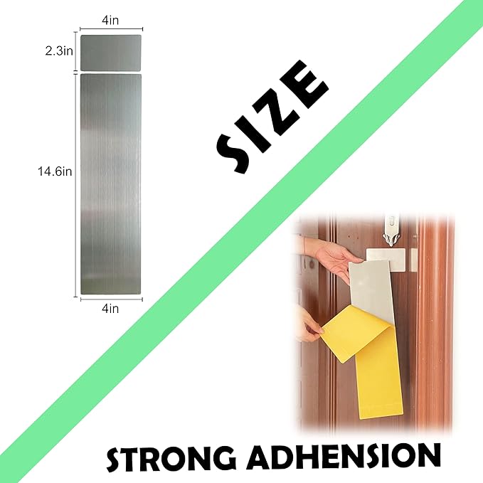 Anti Scratch Protector for Door, Heavy-Duty Stainless Steel cat Scratch Door Protector– 2 Sizes, 2 Packs, Stick Pet Scratch Plate, no-Residue pet Door Scratch Protector self-Adhesive