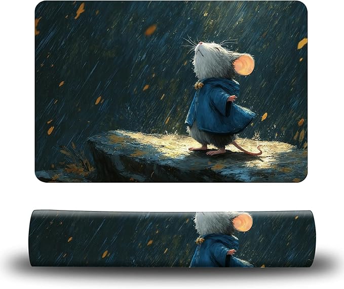 Dog Food Mat, 15.7" x 23.6" Absorbent Pet Feeding Mat for Food and Water, Waterproof Diatom Mud Pet Placemat with Non-Slip Rubber Backing, Cat Bowl Mat for Floors - Hamster Raindrops