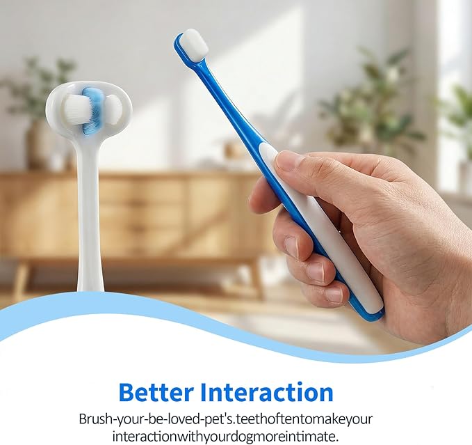 Dog Toothbrush Set that Makes Brushing Easy | Finger Toothbrush & Long-Handle Brush for Dogs & Cats | BPA-Free Silicone Bristles | Pet Dental Care & Teeth Cleaning