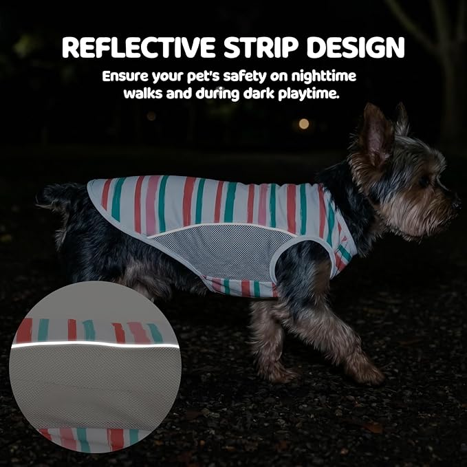 UPF 50+ Sun Protection Dog T-Shirt, 2 Pack Lightweight Sleeveless Dog Vest for Small Medium Dogs Girl – Reflective Strips, Quick-Dry Pet Apparel, Sports Fan Shirt P23ST00512XL