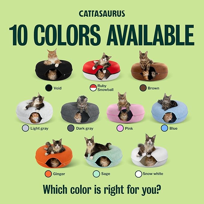 Cattasaurus Peekaboo Cat Cave Donut for Multiple & Large Cats up to 30-45 lbs, 3-in-1 Self Warming Cat Bed, Tunnel & Scratcher for Indoor Cats, Washable & Detachable Small Dog Bed (Dark Gray, Jumbo)