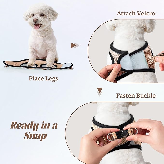 YIMEIS Dog Harness and Leash Set, No Pull Soft Mesh Pet Harness, Reflective Adjustable Puppy Vest for Small Medium Large Dogs, Cats (Flesh Pink, Small (Pack of 1)