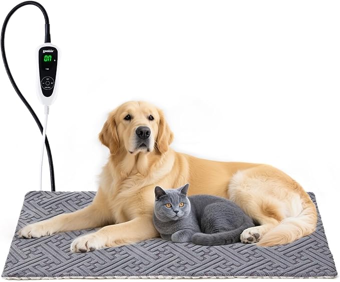 ZOMISIA Large Dog Heating Pad 35x24 Inch - 11 Adjustable Temperature and 25 Timer Options, Heated Dog Bed Indoor with Chew-Resistant Cord for Large Dogs