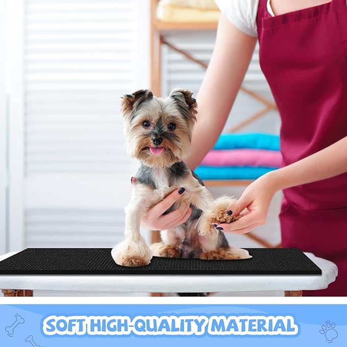 Nuanchu Extra Thick Grooming Table Mat Pad 36 x 24 x 0.24 Inches, Non-Slip PVC and Foam Pet Bathing Table Padded Mat for Grooming Pet Dogs Cat at Home(Black)