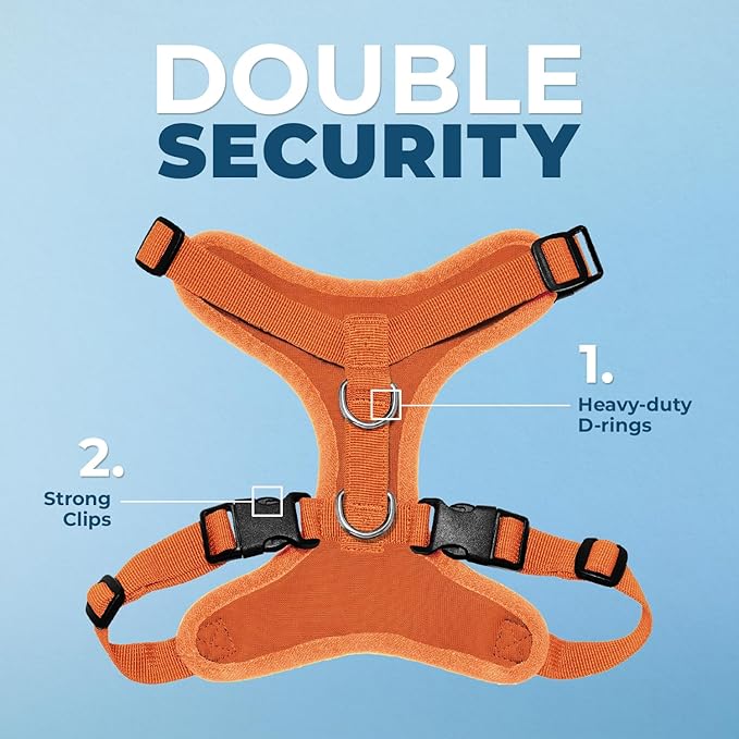 Best Pet Supplies Voyager Step-in Lock Pet Harness w Reflective Pet Leash Combo Set with Neoprene Handle 5ft - Supports Small, Medium and Large Breed Puppies/Cats - Orange, XS