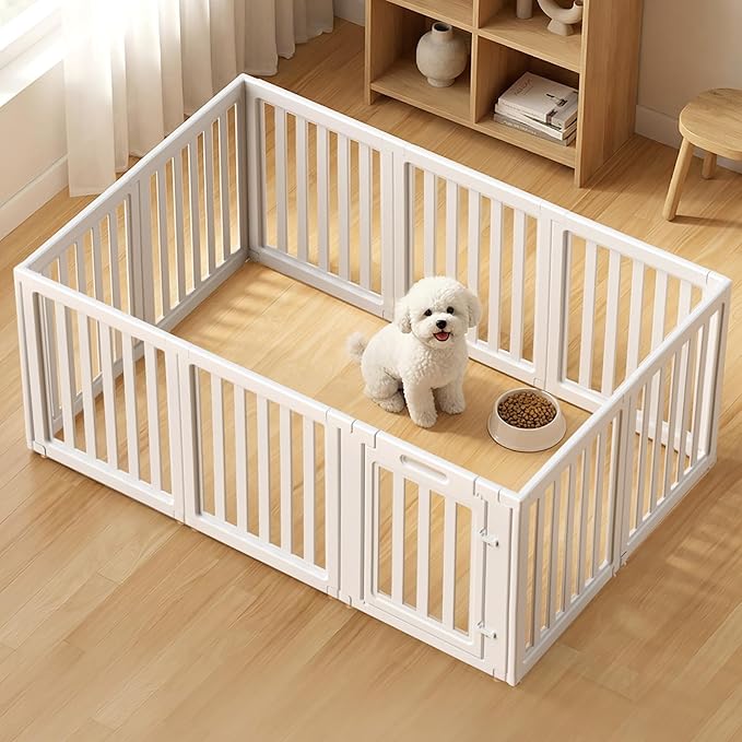Dog Playpen, Clear Dog Pen, Dog Pen Indoor, Easy to Install and Remove Dog Play Pen, Puppy Playpen Suitable for Dogs, Cats,Dog Playpen Indoor (White, 30.3 inch Height, 10 Panels)