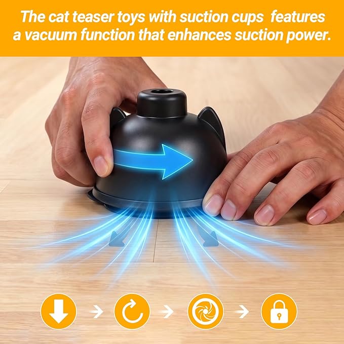 2 in 1 Electric Cat Wand Toy Interactive Cat Toys for Indoor Cats 360° Flying Bird Cat Toy, 2-Speed Fly Cat Chase Toy Automatic Cats Toys with Self ON/Off Suction Cup Electric Cat Teaser Wand