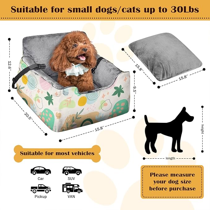Dog Car Seats for Small Medium Sized Dogs Carseat for Car Funny Fuzzy Pet Dog Booster Car Seat Puppy Under 31 Lbs with Soft Plush Cushion&Washable Removable Cover