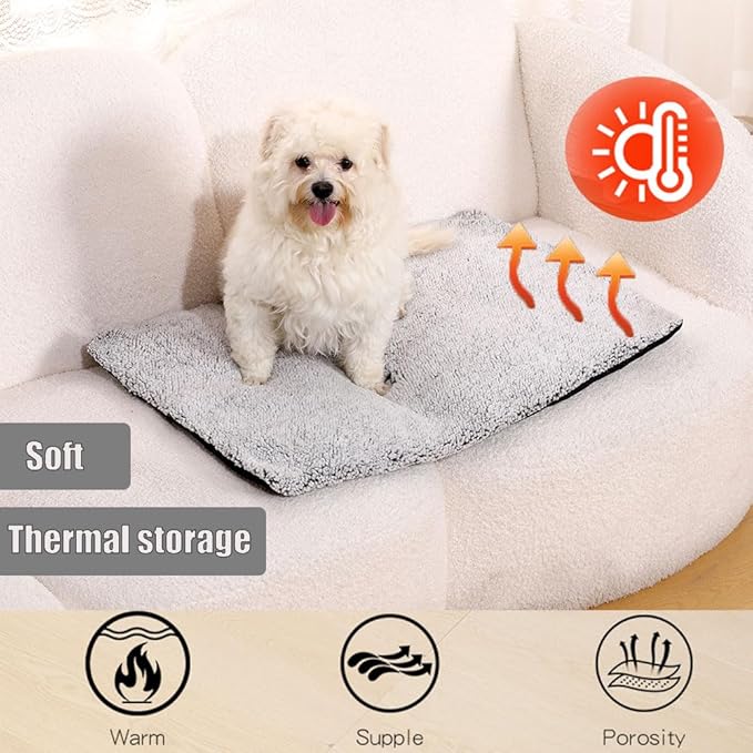 Heated Dog Bed Self Warming Bed Advanced Extra Warm Thermal Pet Pad for Indoor Outdoor Pets with Removable Cover Non-Slip Bottom Washable Non Electric Self Heating Dog Mat Large Brown 27.5 * 45.3inch