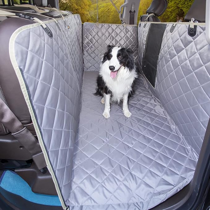 Truck Seat Cover for Dogs with Flip-Up Rear Seats 100% Waterproof Heavy Duty Pet Floor Hammock with Mesh Visual Window Senior Dog Friendly & Nonslip Fits Ford F150,F250 RAM 1500,Silverado