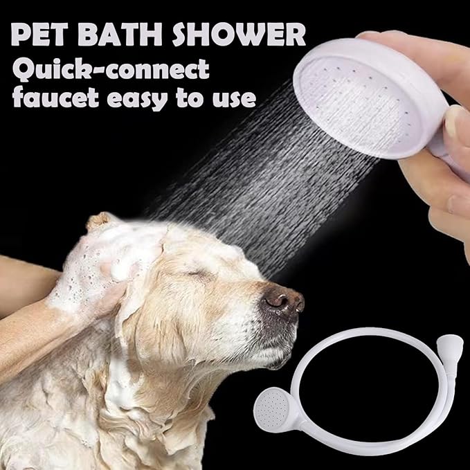 Milltrip Pet Shower Spray Head Hose - Push-On Faucet Attachment for Dog & Cat Bathing, Flexible Shower Hose, Universal Fit for Bath Tub/Sink Faucets (Single Tap Type)