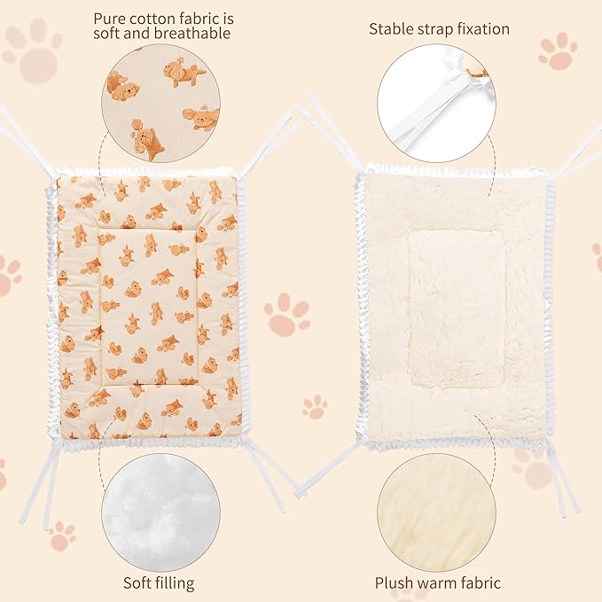 Reversible Silent Cat Bed Self Warming Pet Pad Thin Style Mat Washable Cushion Pad, Pad for Window Perch Outdoor Cat Houses, for Cats, Small Dogs, Rabbits, Non Electric,(Brown Puppy,L)
