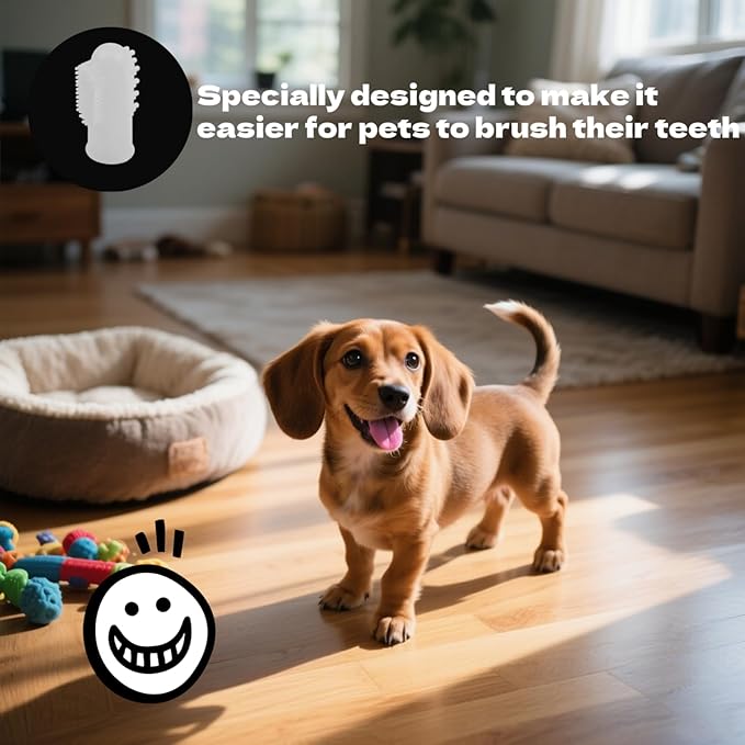 4Pcs Cat & Dog Toothbrush Dual-Head Finger Toothbrush Silicone Dental Brush for Puppy & Kitten Teeth Cleaning