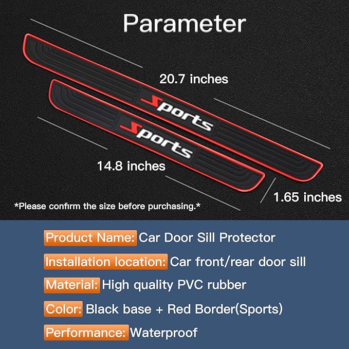 Door Sill Plate Protectors for Car - Universal Door Entry Guards Sill Scuff Cover Panel Step Protector, Welcome Pedal Protector Cover, Sports Pattern, 4pcs/Set