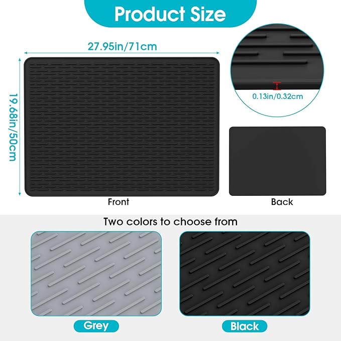 Dog Grooming Table Mat, (19.9 x 27.8 inch) Dog Grooming Table Mat Pad Non-Slip, Pet Grooming Table Mat for Grooming Dogs at Home, Pet Groomers Table Mat, Easy-Clean Durability (Dark Grey)