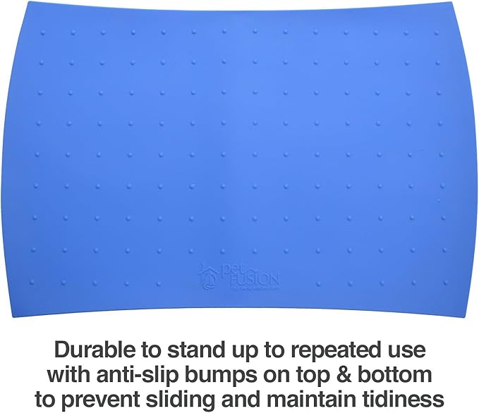 PetFusion Small Waterproof Dog & Cat Food Mat (18x12"). FDA Grade Silicone [superior hygiene, non-toxic, multiple sizes]
