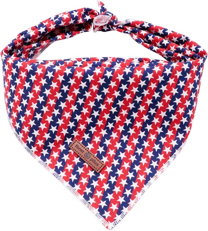 Lionet Paws Dog Bandana,4th of July Fabric Dogs Kerchief for Medium Large Dogs,Dog Cotton Triangle Bibs Scarf for Girl Boy