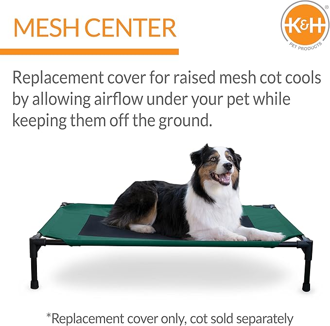 K&H Pet Products Original Pet Cot Replacement Cover (Cot Sold Separately) Green/Black Large 42 X 30 Inches