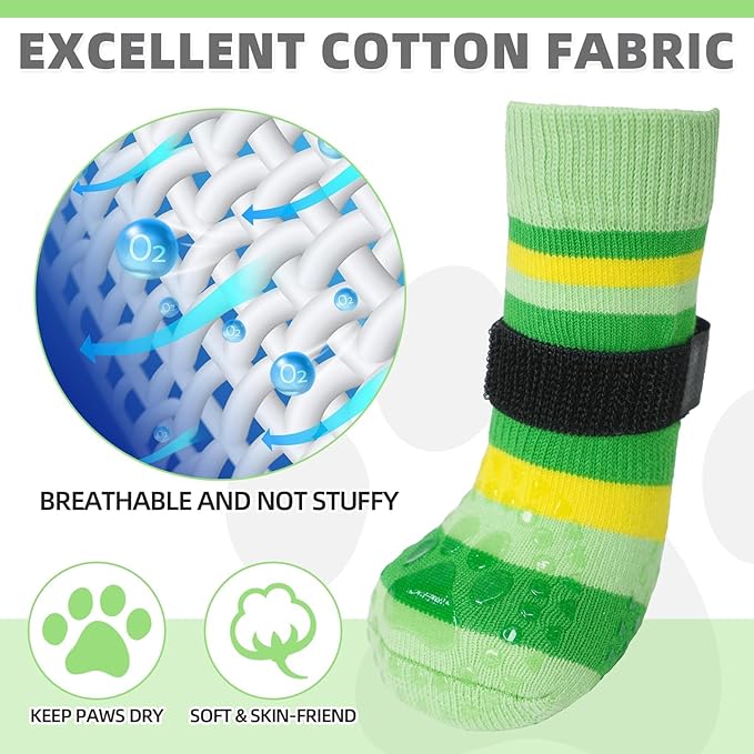 KOOLTAIL Dog Socks for Hot Pavement, Summer Dog shoes to Prevent Licking Paws for Hardwood Floor, Non Slip Double Sides Boots & Paw Protectors, Pet Grippy Booties for Small Medium Large Senior Dogs, L