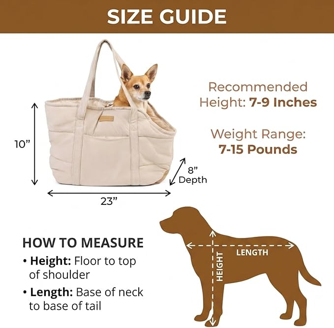 Plush Dog Purse Carrier for Small Dogs, Soft Dog Tote Bag with Safety Harness Clip, Cozy Pet Carrier for Dogs Under 15 lbs, Comfortable Dog Shoulder Carrier for Travel, White