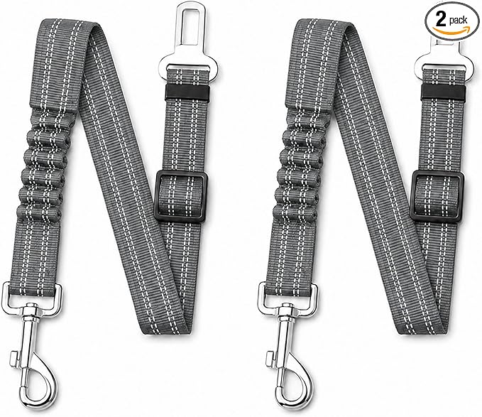 Dog Seat Belt 2Pcs, Retractable Pet Car Harness, Adjustable Dog SeatBelts for Vehicle, Nylon Pet Safety with Elastic Bungee