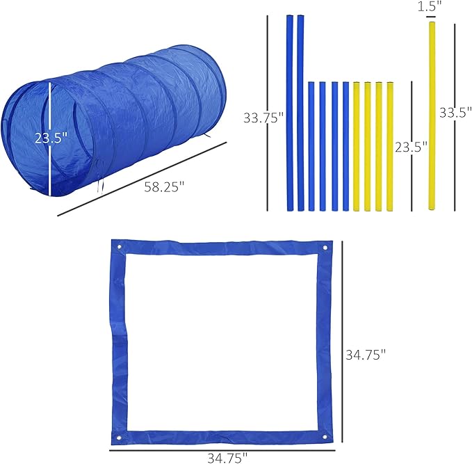 Dog Agility Equipment, Agility Training Equipment for Dogs with Agility Tunnel, Included Carry Bag & Displacing Top Bar,Agility Course for Dogs
