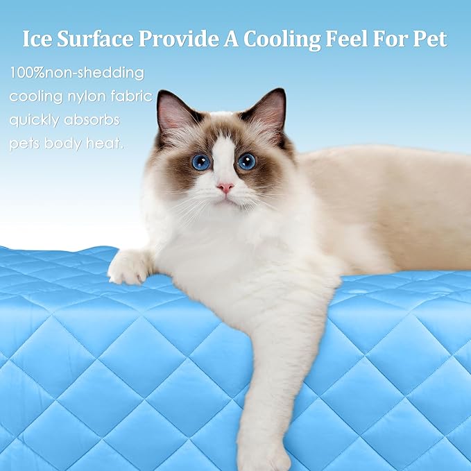 Cooling Blanket for Dogs, Dog Cooling Mat & Bed, Q-MAX>0.42- Lightweight, Durable & Breathable Pet Throw for Sofa, Car and Furniture Protector, Reversible Design, Easy to Clean, 40"x60", Blue