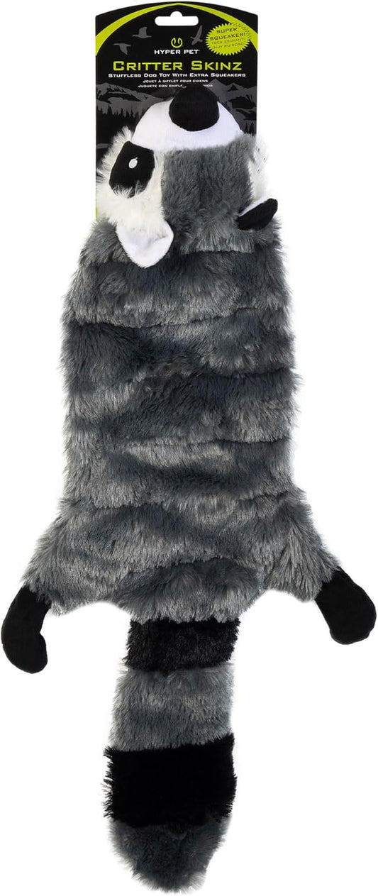 Hyper Pet Critter Skinz Super Squeaker Raccoon Stuffing Free Plush Soft Dog Toy, Extra Large, Pack of 1