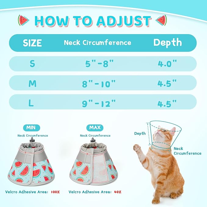 Cat Cone Collar Soft to Stop Licking, Adjustable, Foldable Lightweight Kitten Cones After Surgery Recovery for Cats & Kittens, Cat Cone Alternative, Easy Eating (Blue, M)