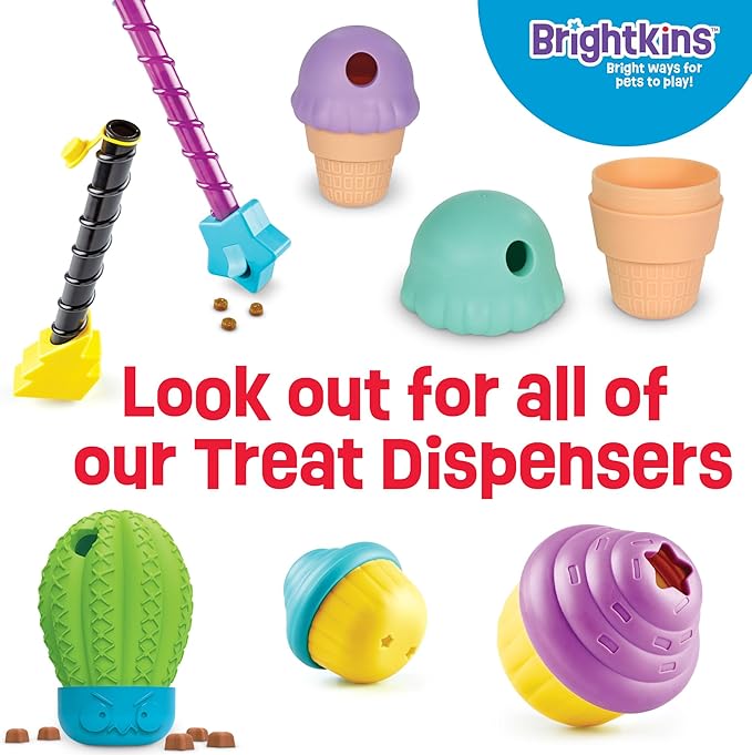Brightkins Large Cupcake Treat Dispenser - Interactive Dog Toys, Dog Treat Dispenser Toy, Puzzle Balls for Dogs, Puppy Enrichment Toy, Food Dispensing Slow Feeder, Stimulating Pet Toys for Puppies