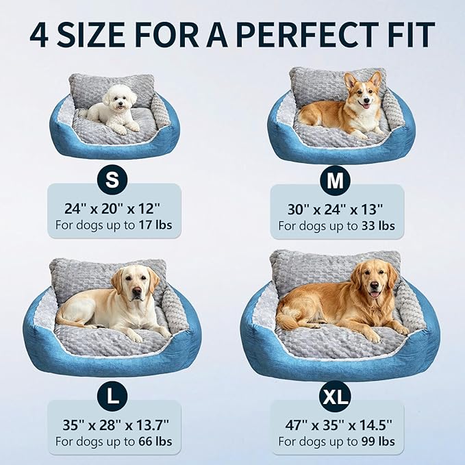 Small Dog Bed & Cat Sofa, 24"x20"x12" Soft Plush Calming Pet Bedfor Deep Sleep, All-Season Faux Fur Linen Orthopedic Puppy Bed with Non-Slip Bottom, Machine Washable, Fits Pets up to 17 Ibs