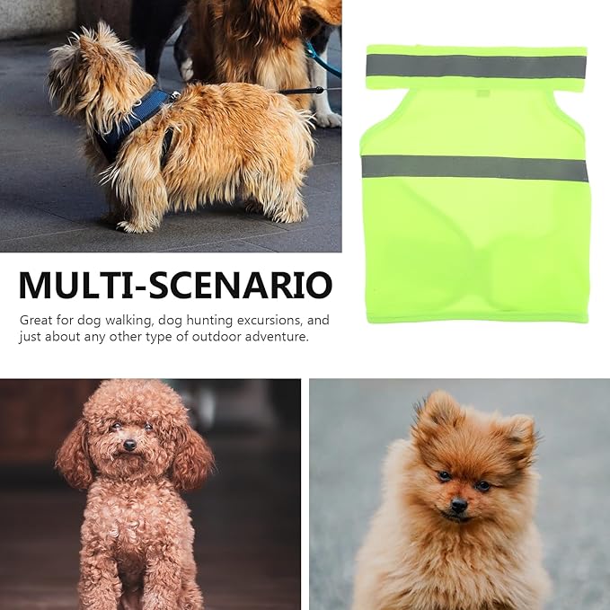 POPETPOP Dog Reflective Vest, High Visibility Dog Safety Service Vest, Adjustable Breathable Summer Clothes for Night Outdoor Hunting Walking (Fluorescent Yellow)