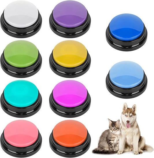 10 Color Voice Recording Buttons for Dogs Dog Training Communication Buttons with 30 Sec Record and Playback, Pet Training Buzzer for Puppy Cats, Funny Gifts for Pet Lovers (10 Pack)