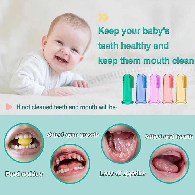 Bassion Baby Toothbrush Set, 6 Pcs Soft Infant Finger Toothbrush with 6 Boxes, Newborns Toddler Silicone Baby Tooth Brush 0-6 Months 6-12 Months