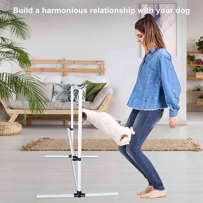 Dog Agility Jump Training Kit, Adjustable Hurdle Set with Storage Bag, Easy Setup Indoor Outdoor Obstacle Course Equipment for Dogs